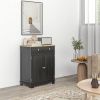 Sideboard Buffet Cabinet Black Kitchen Coffee Bar Storage with Solid Wood Top Adjustable Shelf 2 Drawers for Living Room