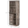 64.5" Freestanding Kitchen Buffet Hutch, Rustic Pantry Storage Cabinet with Sliding Barn Door & Adjustable Shelf, Vintage Wood