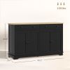 Modern Sideboard, Accent Kitchen Buffet Cabinet with Storage Drawers & Adjustable Shelves, for Dining, Entryway, Black