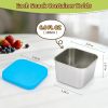 Stainless Steel Snack Containers, 6 oz Small Food Storage Containers with Silicone Lids - Leak Proof & Easy Open, 6 Pack Stackable Metal Lunch Contai