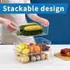 6 Pack Pantry Organizers and Storage,Clear Plastic Containers with 2 Dividers for Kitchen,Fridge Organization and Storage,Acrylic Bins for Pounches,S