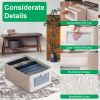 4Pcs Foldable Linen Clothing Storage Bin with Visible Clear Window Convenient Handle Multipurpose Collapsible Storage Basket Closet Fabric Container