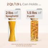 Glass Spaghetti Pasta Storage Container with Lids 2 Qt Set of 3, Tall Clear Airtight Food Storage Jar with Wood Cover Kitchen Pantry Storage Containe