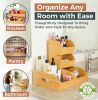 Potato and Onion Storage Bin for Pantry and Kitchen Counter - Ventilated Stackable Bamboo Organizer Baskets with Handles - Multipurpose Organization