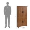 64" 4-Door Kitchen Pantry, Freestanding Storage Cabinet with 3 Adjustable Shelves for Kitchen, Oak