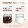 Airtight Glass Jars with Lids 17oz Small Food Storage Container Set of 6 - Airtight Canister with Clear Preserving Seal Wire Clip Fastening for Kitch