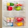 8pcs Clear Organizers and Storage Bins with Lids, Stackable Plastic Storage Containers with Handles for Fridge, Freezer, Pantry, Cabinet, Kitchen Org