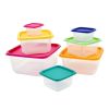 14-Piece Plastic Food Storage Container Set – Multi-Size with Color Lids, Nestable BPA-Free, Kitchen & Picnic Use