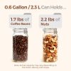 Airtight Glass Jars with Lids 0.6 Gallon Set of 3, Food Storage Canister Square-Storage Container with Clear Preserving Seal Wire Clip Fastening for
