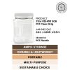 Pride Of India | Clear Food Grade PET Plastic Square Grip Storage Jar w/Cap 6 Jar Pack - 32 FL OZ (3-4 Cup Storage Capacity) | Airtight Seal & Easy H