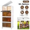 4-Tier Foldable Storage Bins with Lid Front Magnetic Door Collapsible Stackable Closet Organizer Containers with 4Pcs 360° Rotatable Wheels