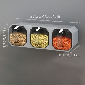 1pc Punch-free Wall-mounted Seasoning Box; Seasoning Jar; Kitchen Seasoning Storage Container; Seasoning Bottle; Spice Box Organizer; Seasoning Stora (Color: Gray Three Grid)