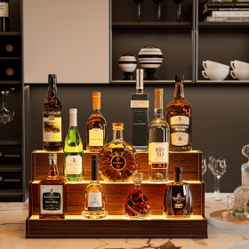 LED Lighted Liquor Bottle Display Shelf, 24 Inch Bar Display Shelf, DIY Illuminated Bottle Shelf with App & Remote Control (Color: as Pic)