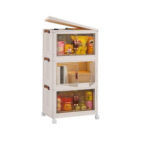 3Pcs Foldable Storage Bins with Lid Front Magnetic Door Collapsible Stackable Closet Organizer Containers with 4Pcs 360° Rotatable Wheels 8Pcs Small (size: S 16.14x9.45x9.84in)