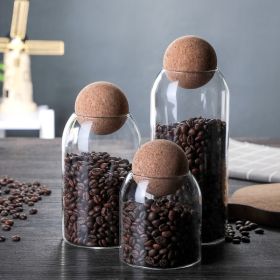 1 SET Storage ball jar, glass tea jar, minimalist cork jar, sealed candy jar, storage jar, coffee jar, dry food storage jar, coffee storage container (transparent: 3PCS)