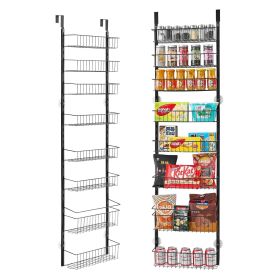 VEVOR Over the Door Pantry Organizer, 8-Tier Pantry Organization and Storage, Heavy-Duty Steel Hanging Spice Rack, Adjustable Wall Seasoning Shel (Color: Black, Number of Layers: 8)