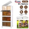 4-Tier Foldable Storage Bins with Lid Front Magnetic Door Collapsible Stackable Closet Organizer Containers with 4Pcs 360° Rotatable Wheels